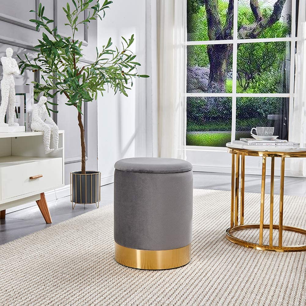 Gray and on sale gold ottoman